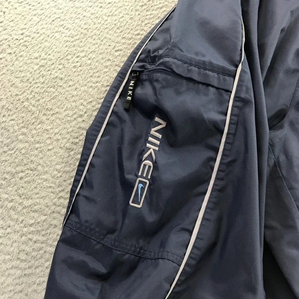 Vintage Nike Pants Mens Large Blue Baggy Cargo Nylon Zip Ankle Y2K Swoosh Nylon